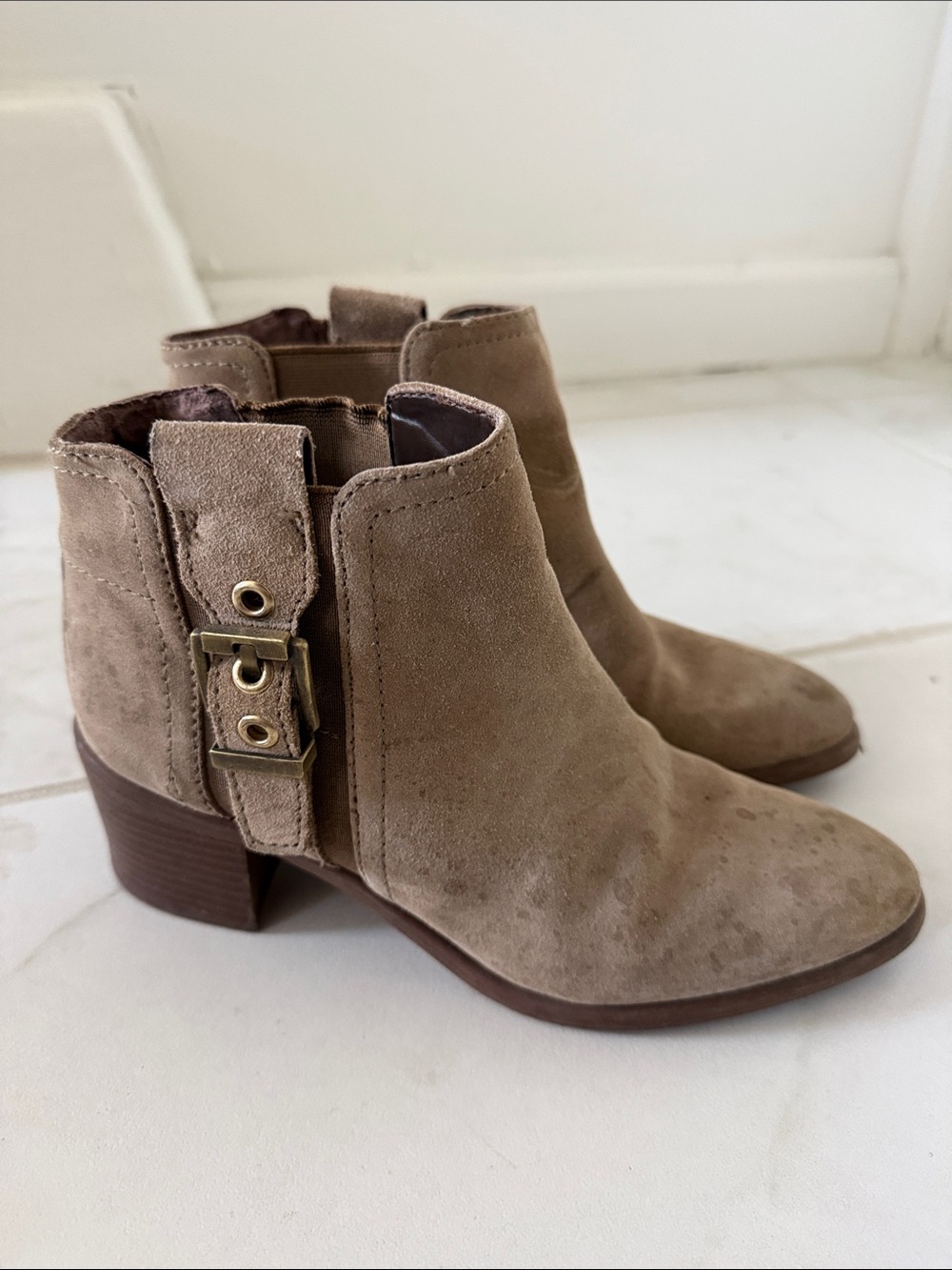 Franco Sarto - Ankle Boots with Buckle - Taupe